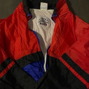 Vintage Red and Black Windbreaker Jacket